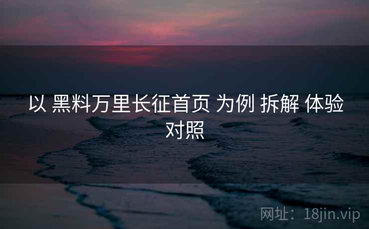 以 黑料万里长征首页 为例 拆解 体验对照